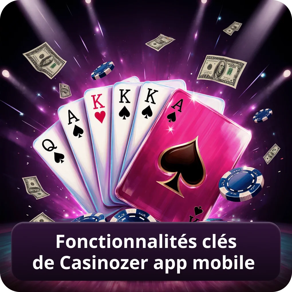Fonctionnalités clés de Casinozer app mobile