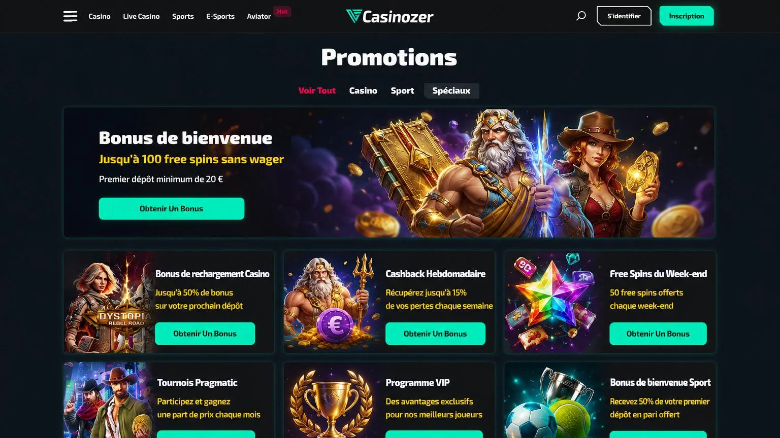 Quels sont les meilleurs code promo Casinozer actuels ?